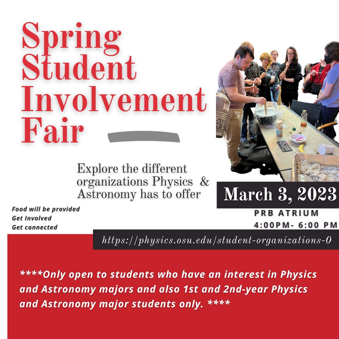 Spring Student Involvement Fair Department of Physics