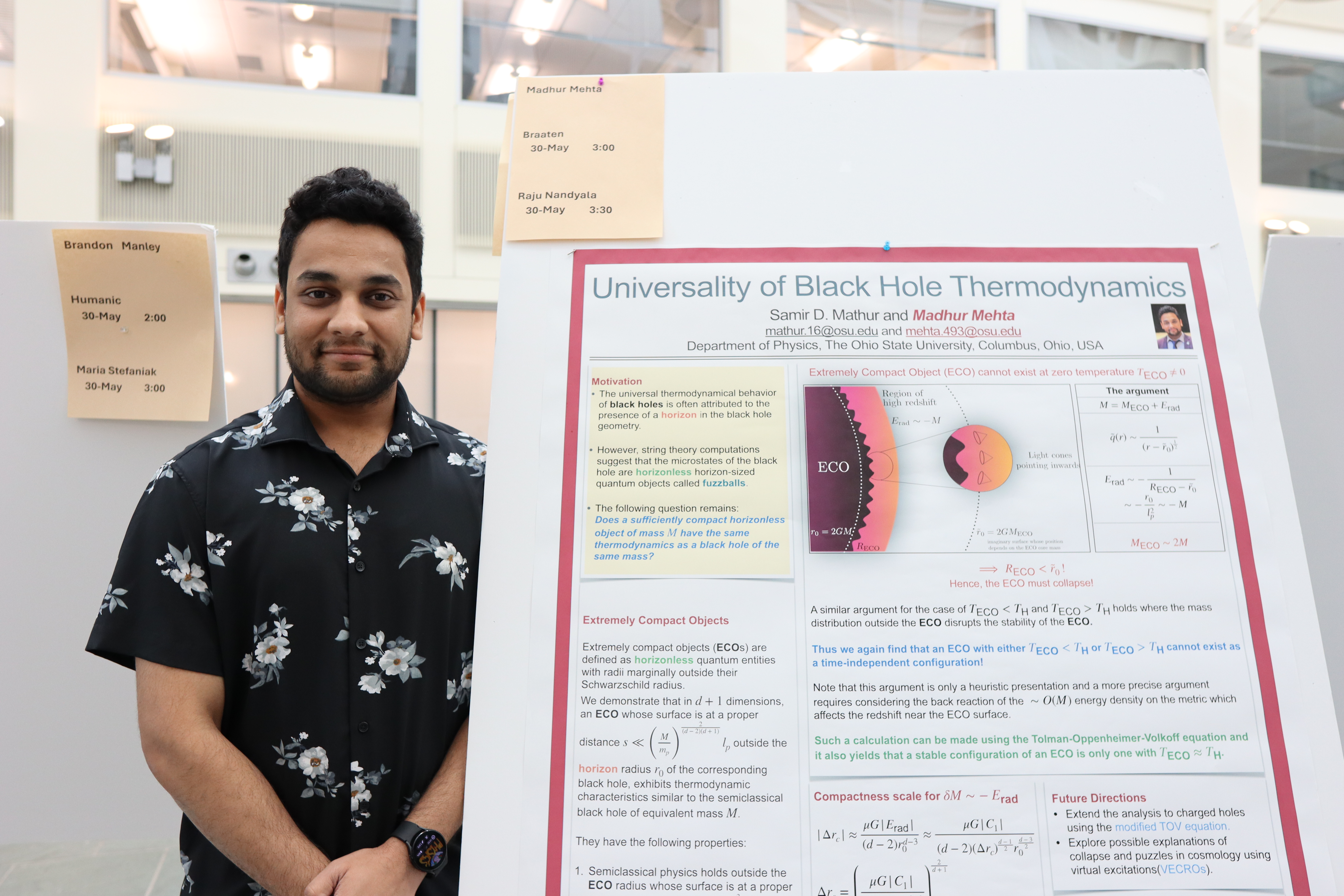 Grad student Madhur Mehta with his research poster