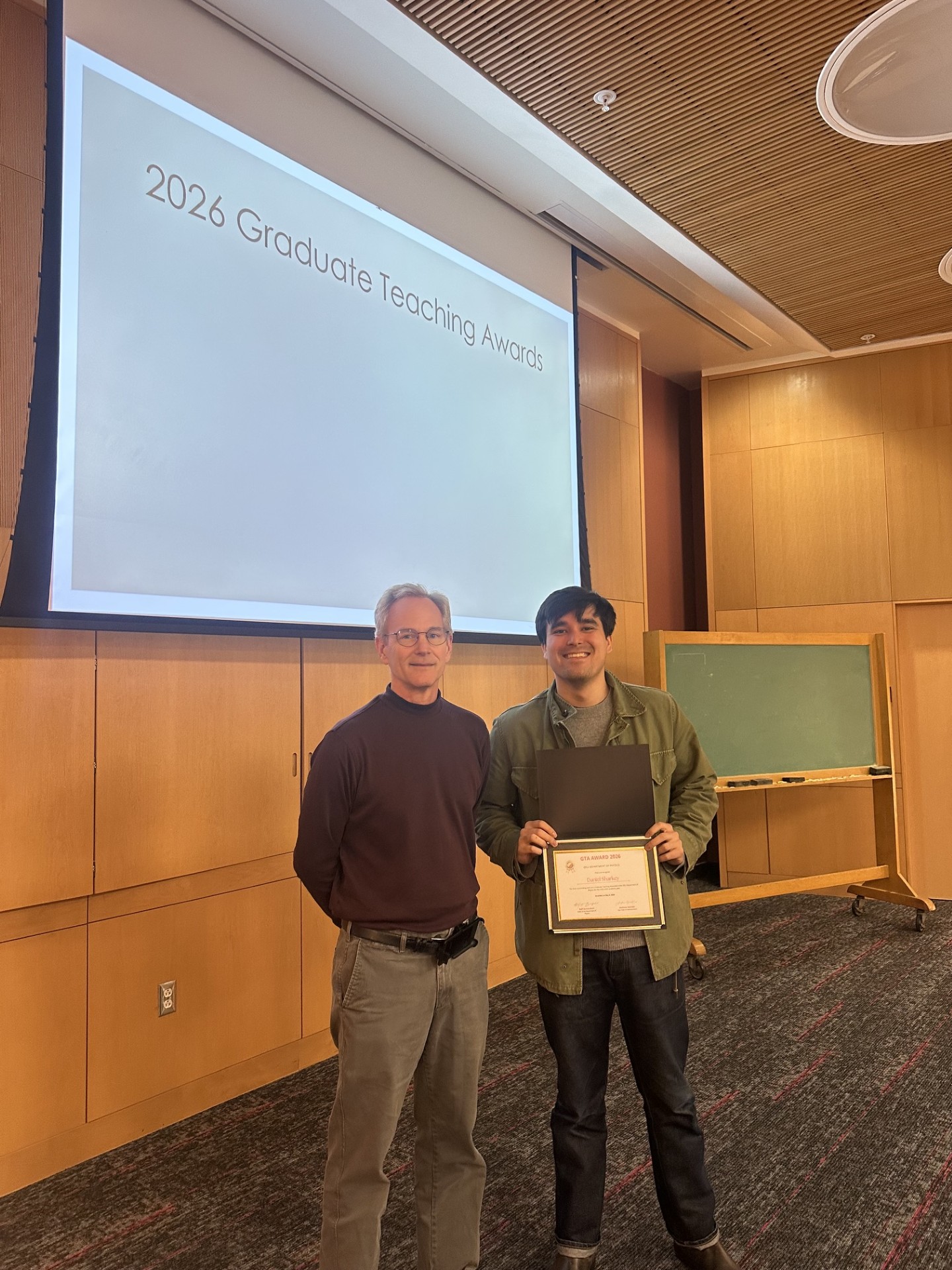Daniel receiving his award