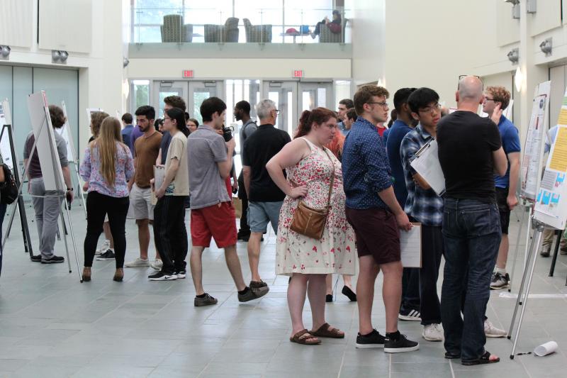 wide angle view of research poster session