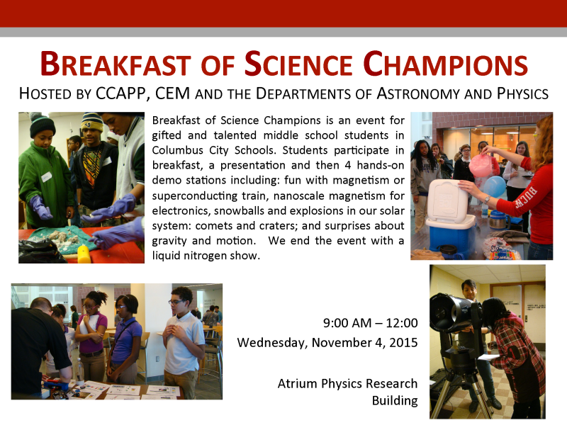Breakfast of Science Champions event info