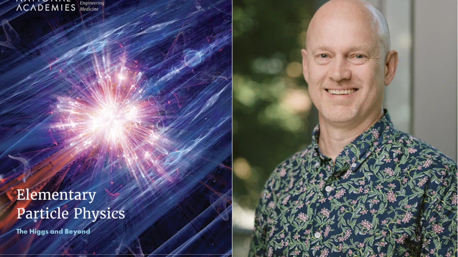 Cover of the Elementary Particle Physics article on the left, and headshot of John Beacom on the right