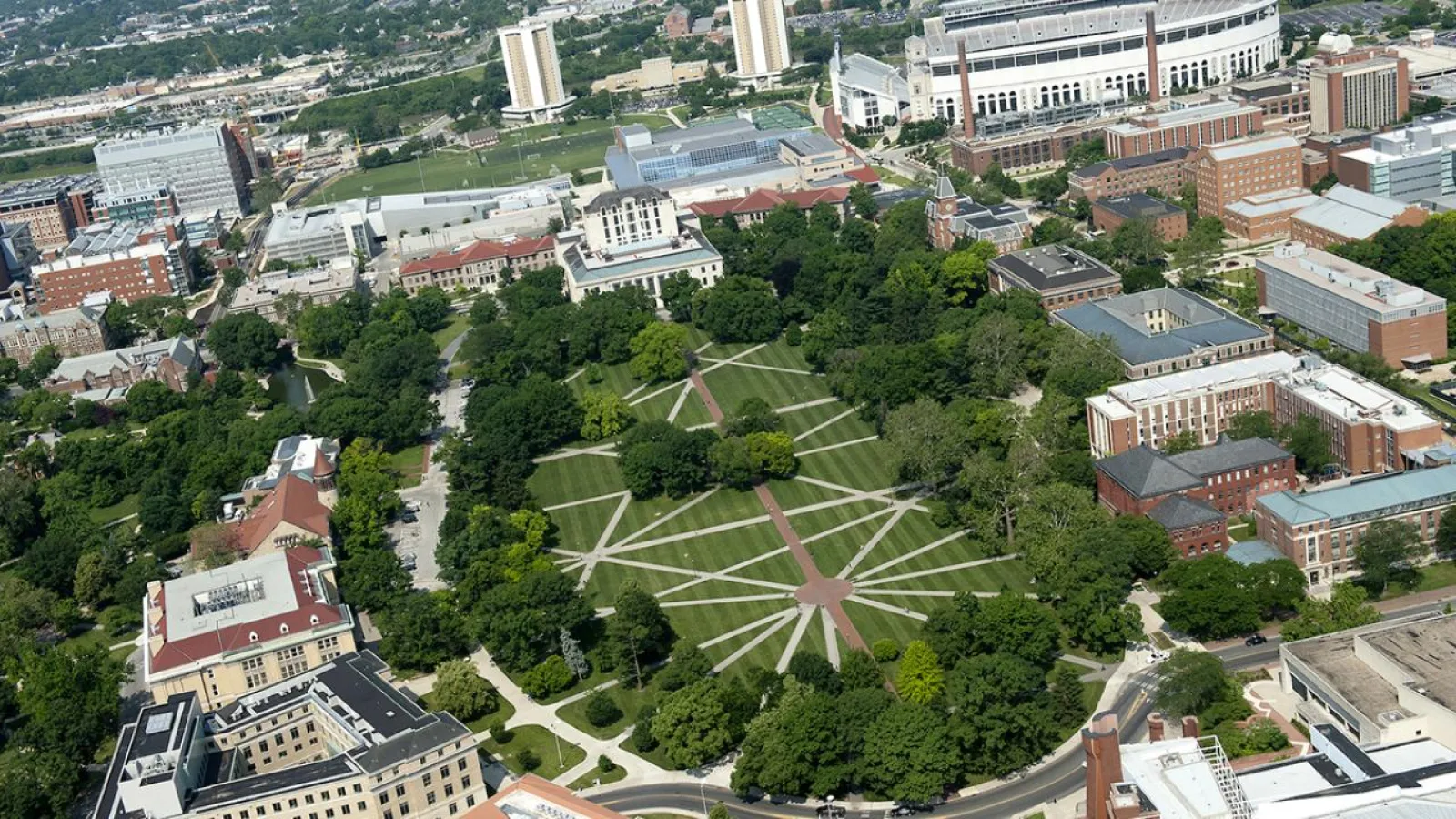 Aerial shot of the OSU oval