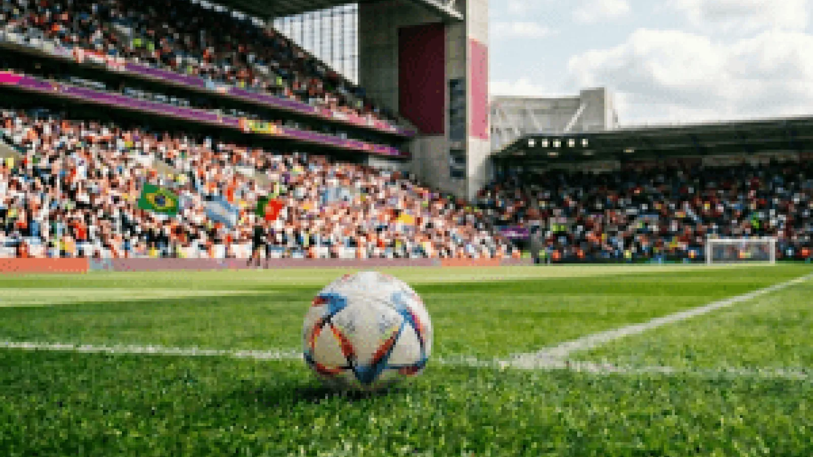 colorful soccer ball on a large field