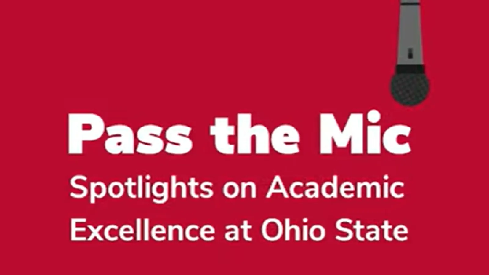Red background with "pass the mic" title in white font