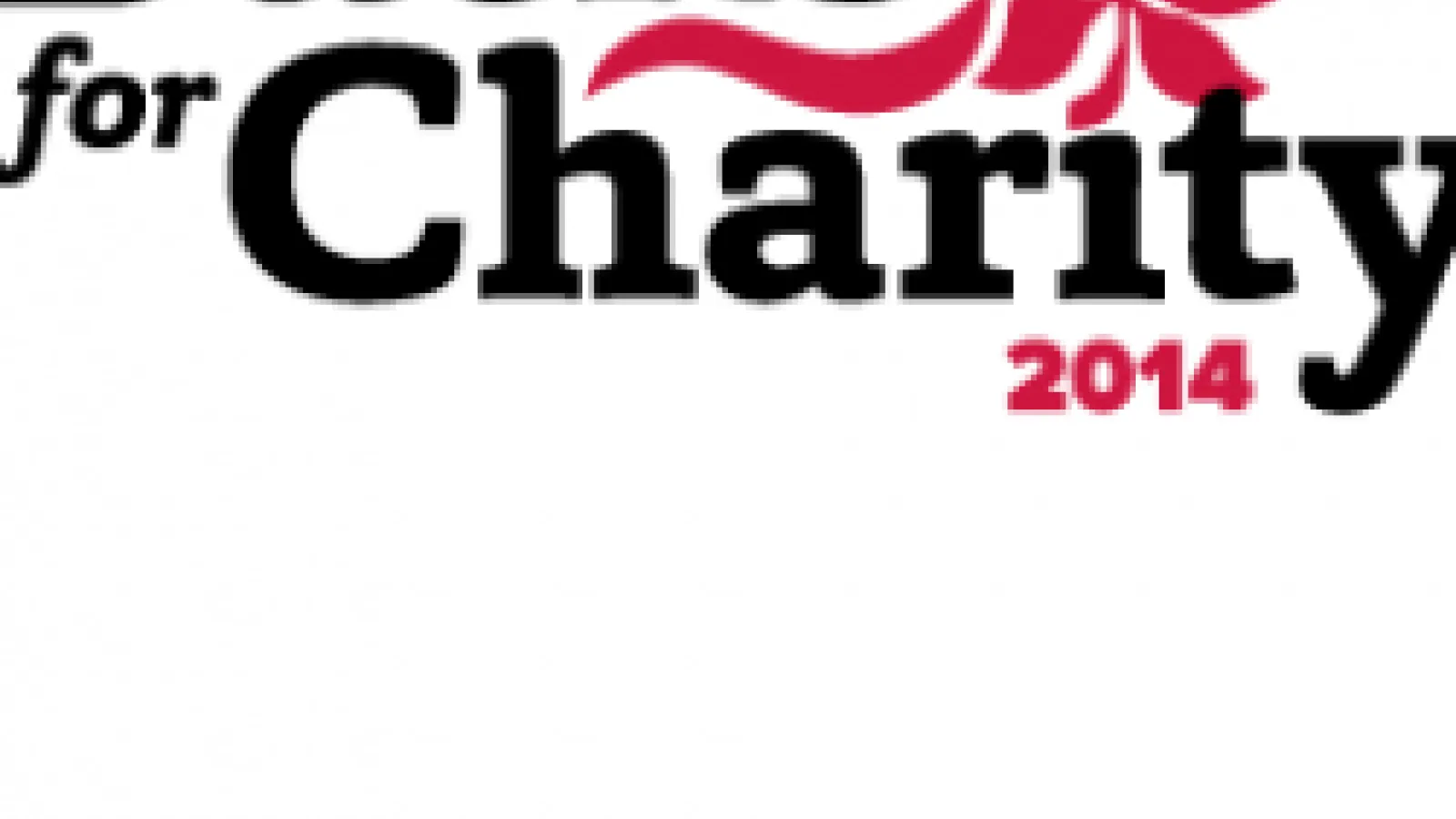 A logo for Bucks for Charity 2014 with black text and a red buckeye leaf drawing.
