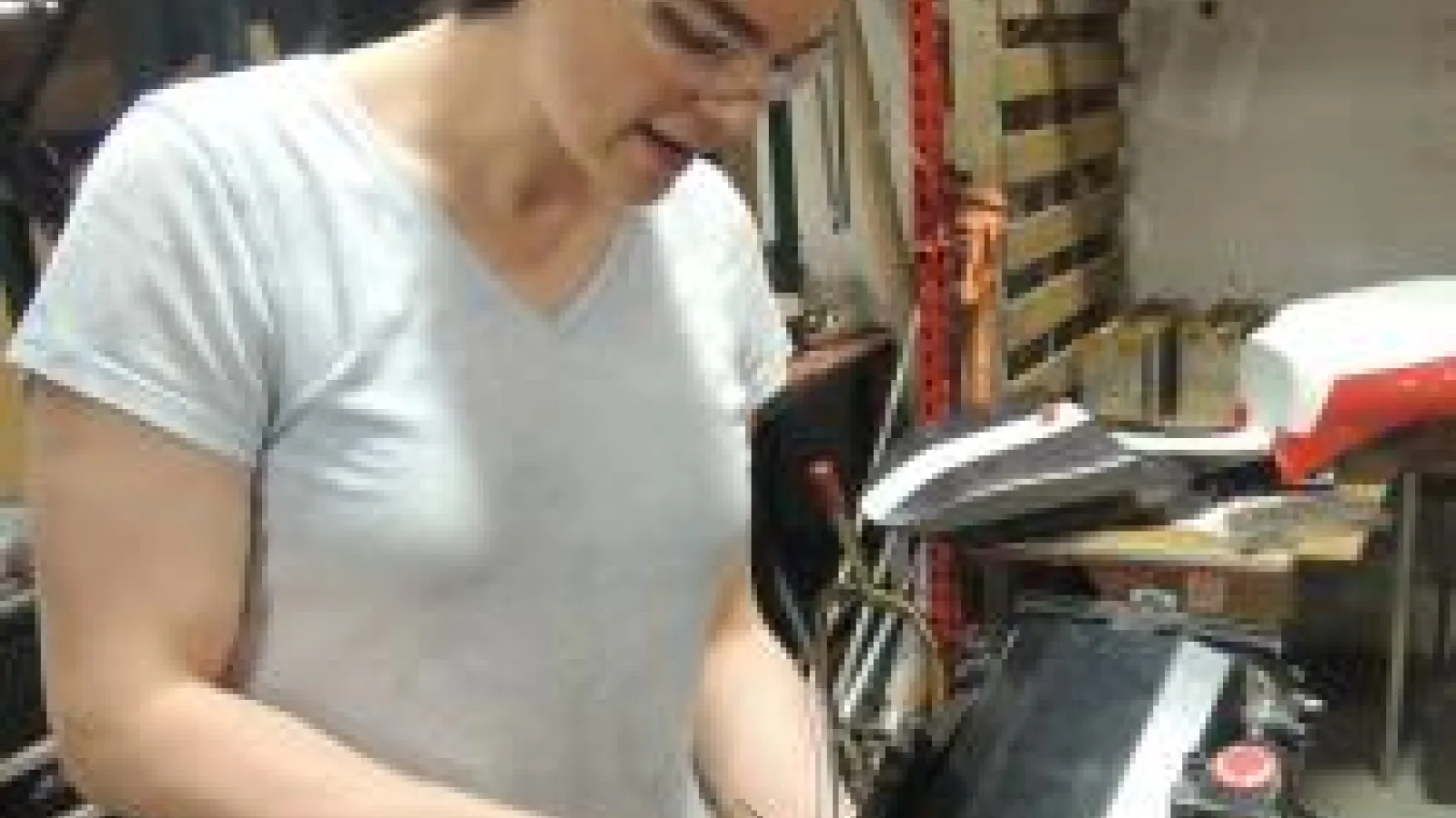 Student in the lab working on wiring
