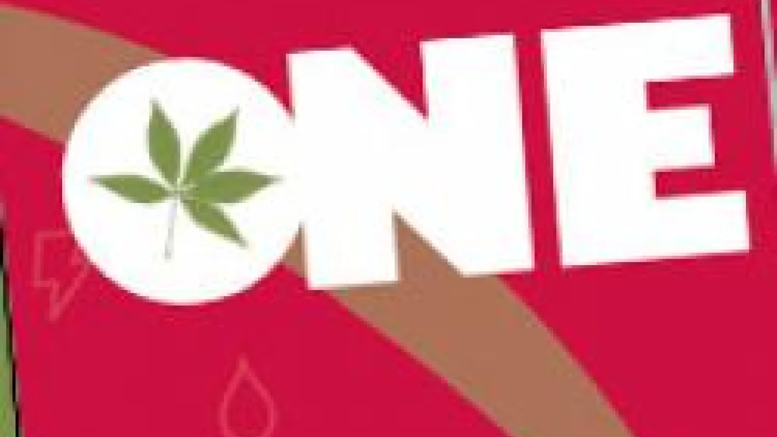 "ONE" in block letters with buckeye leaf clip art and red background