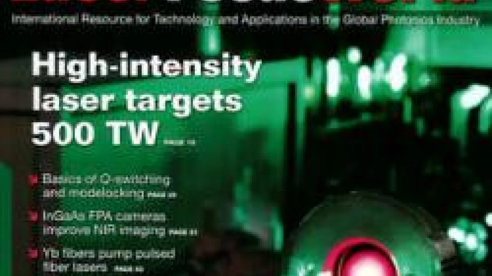 Blurry green and red laser on magazine cover