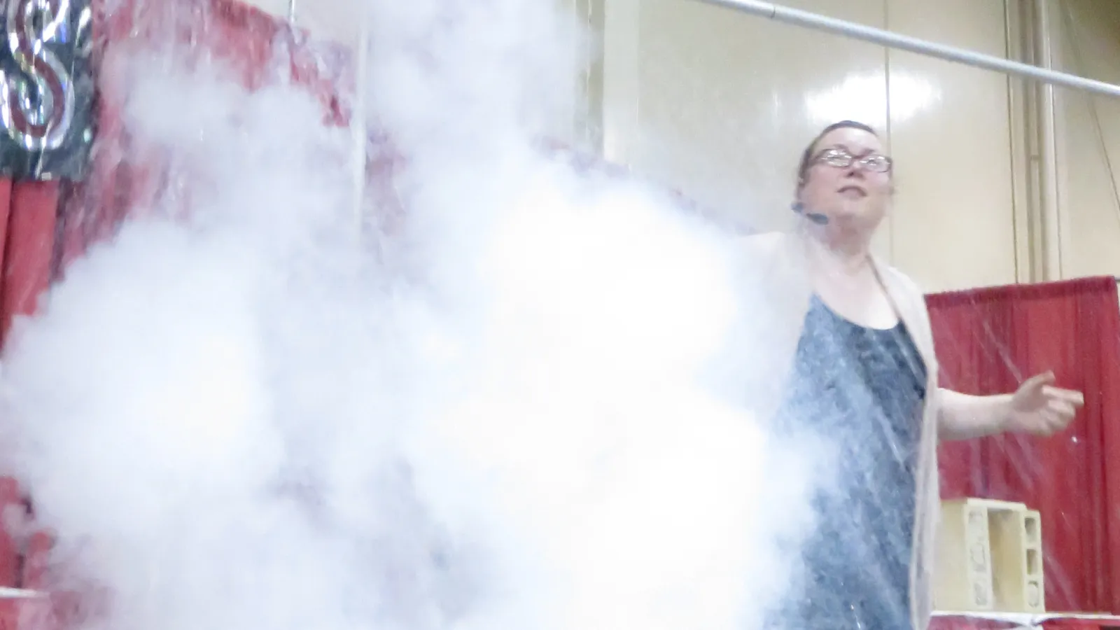 Demonstration with smoke rising up to ceiling