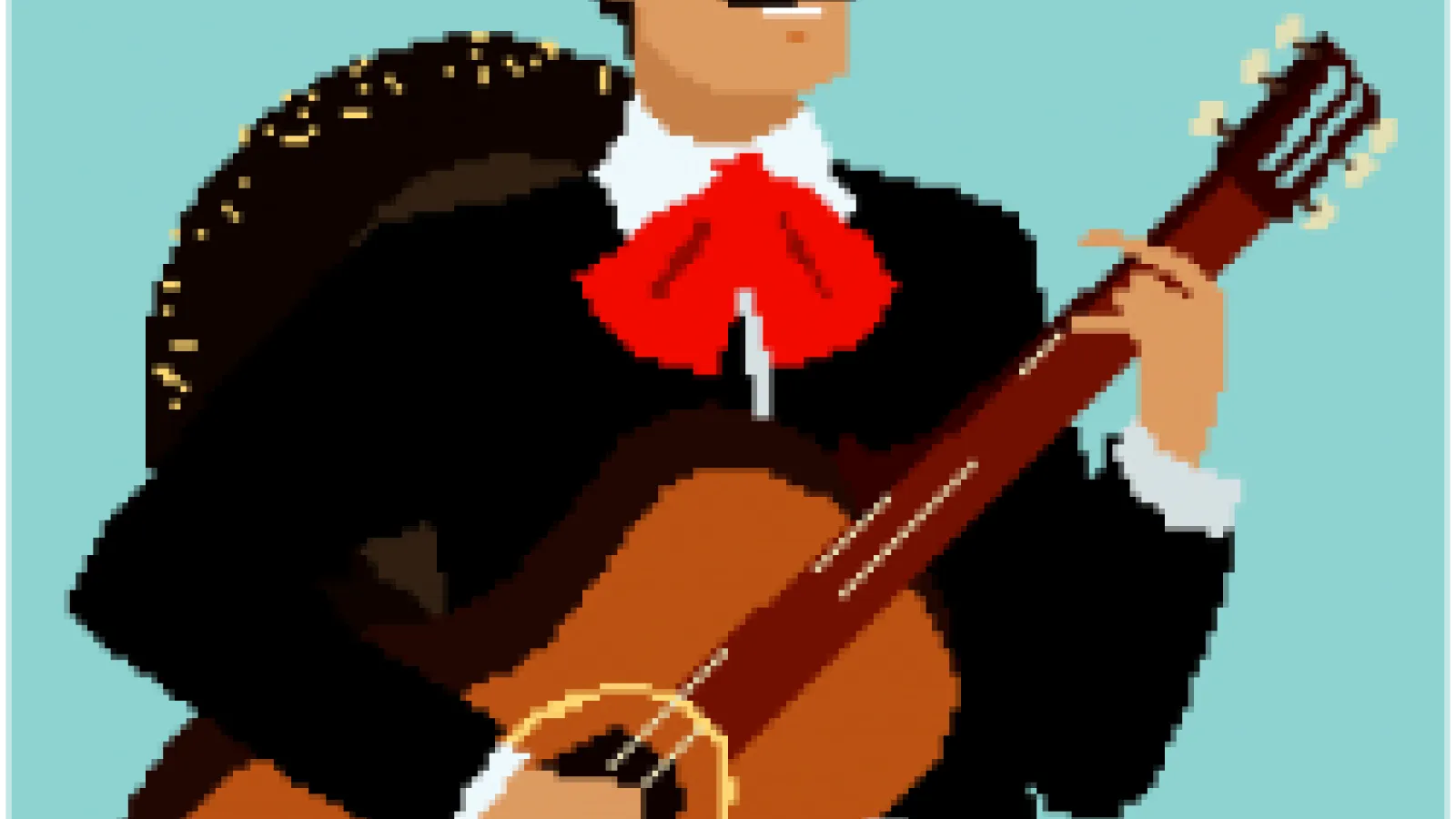 Clip art of a mariachi guitar player
