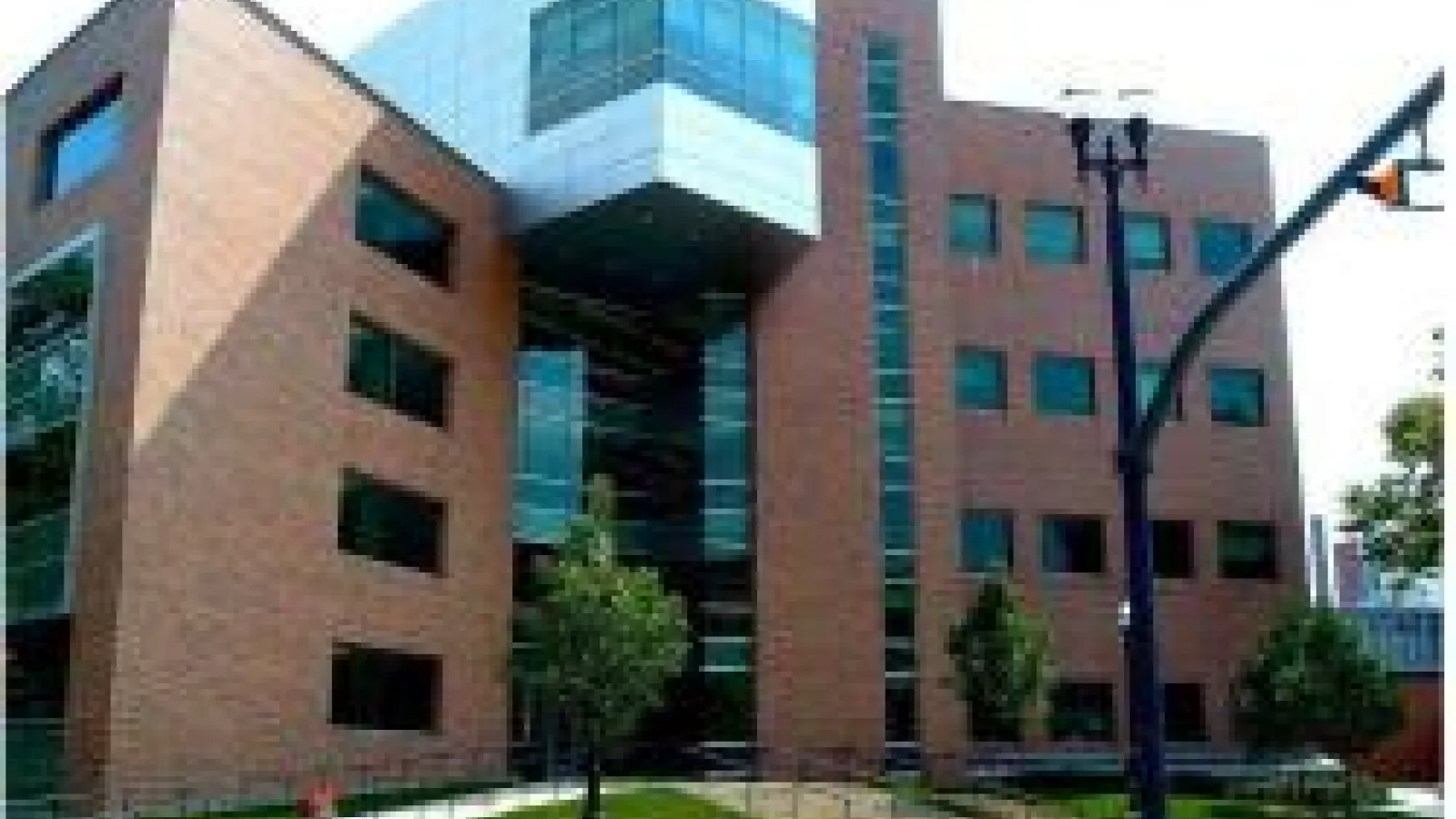 Physics Research Building north entrance from across Woodruff Avenue