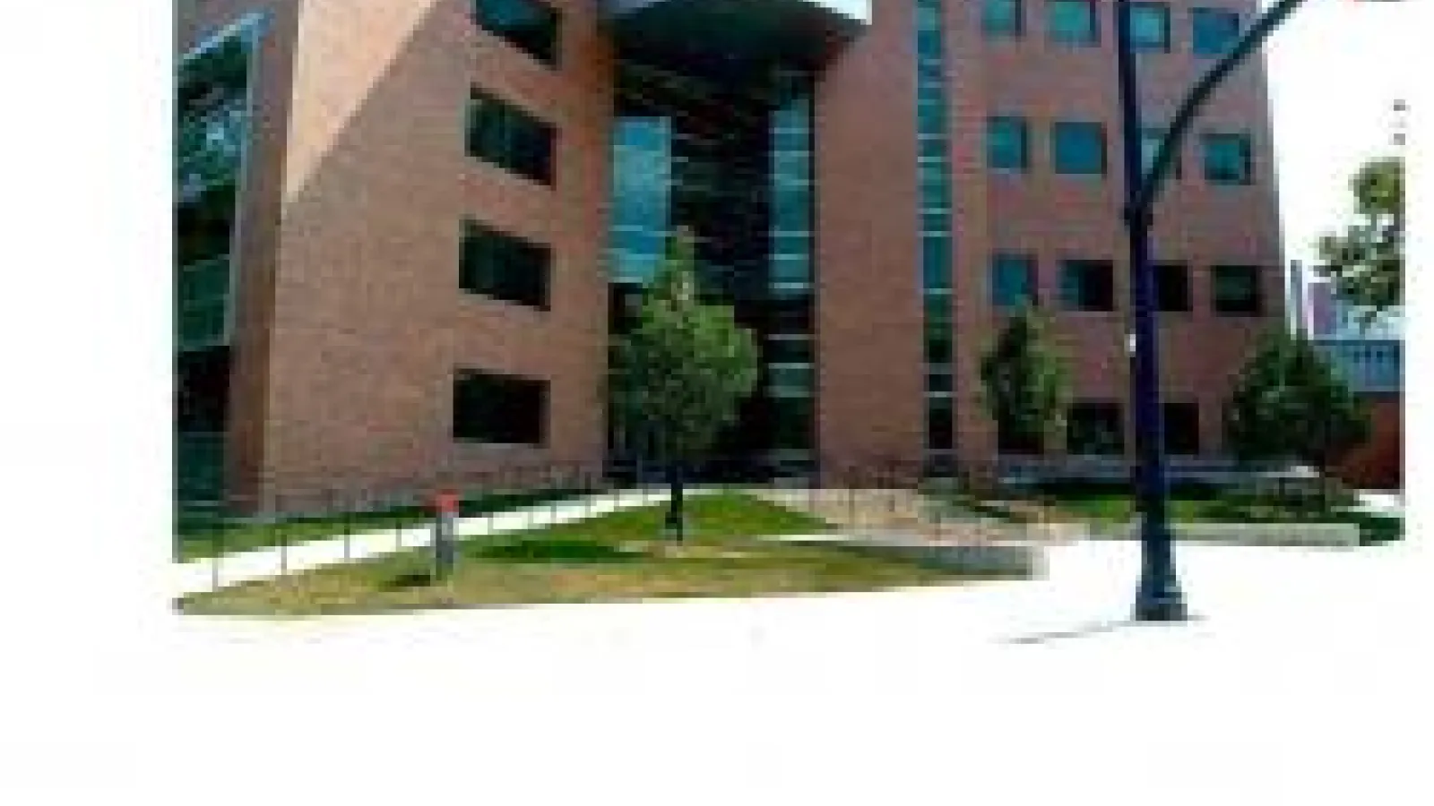 Physics Research Building north entrance from across Woodruff Avenue