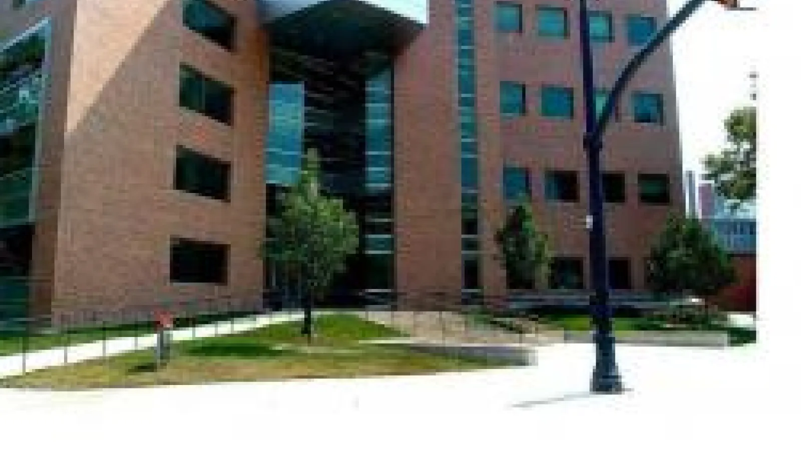Physics Research Building north entrance from across Woodruff Avenue
