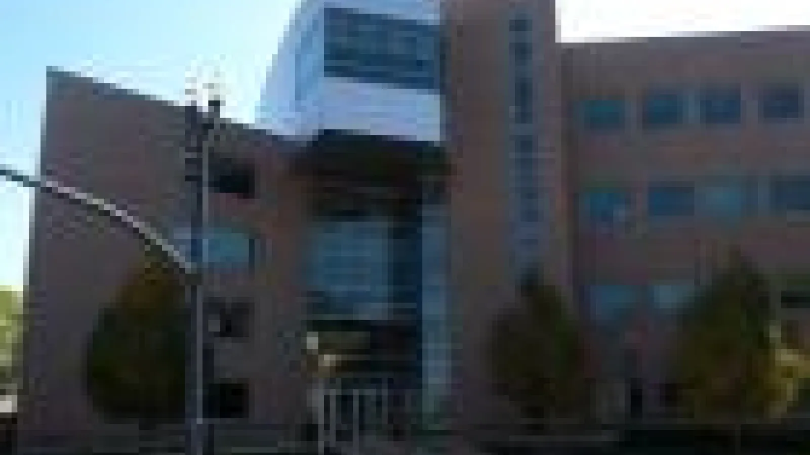 Blurry photo of the physics research building north entrance