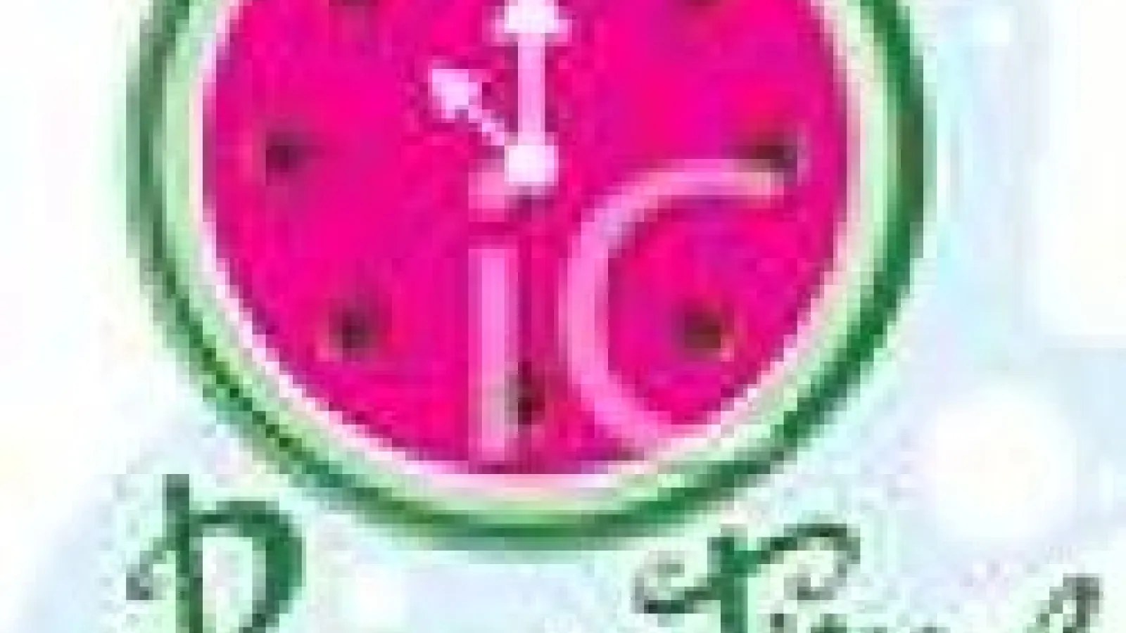 Clip art of clock that looks like a watermelon and the words "picnic time"