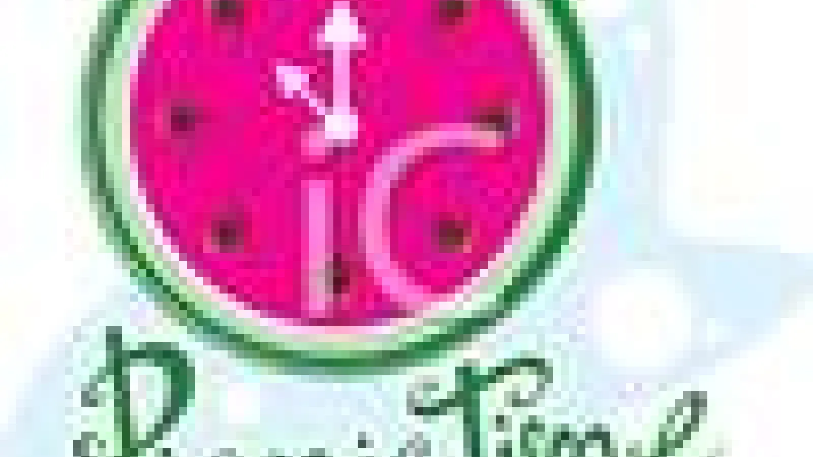 Clip art of clock that looks like a watermelon and the words "picnic time"