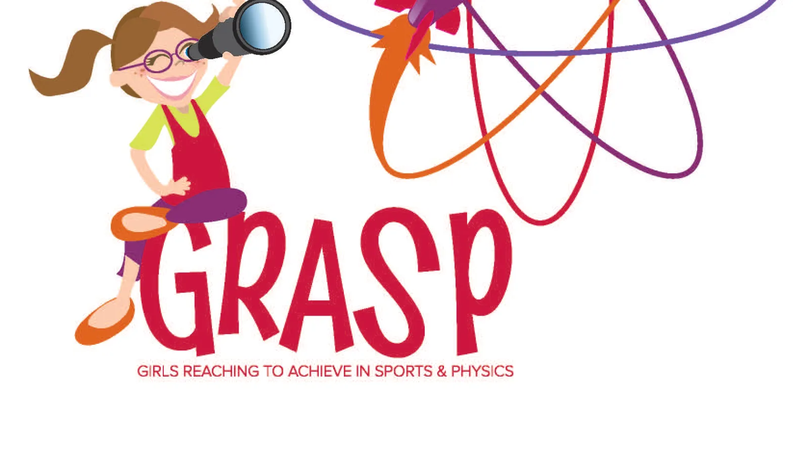 Grasp logo with cartoon girl looking through a telescope