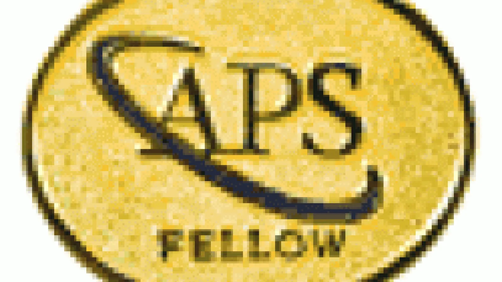 Yellow circle with "APS Fellow" inscribed