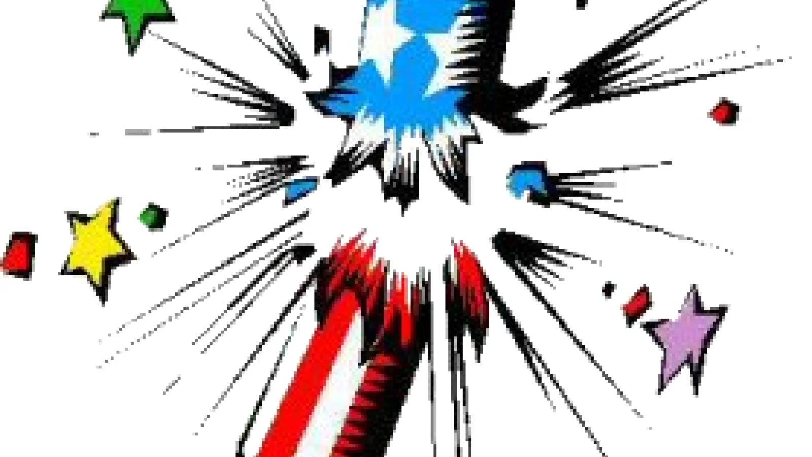 colorful exploding cartoon firecracker