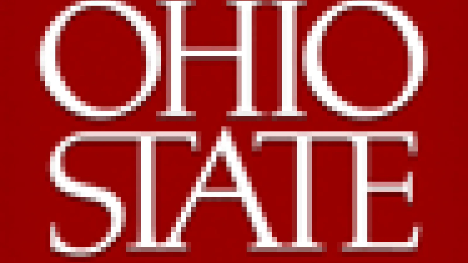 Blurry red square Ohio State University logo