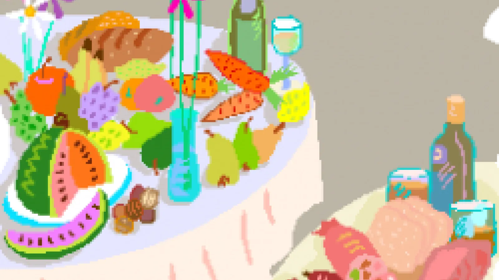 Clip art of picnic food on table