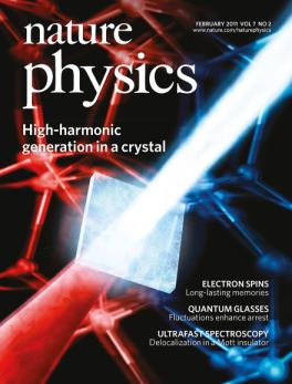 Cover of Nature Physics, february 2011, volume 7, number 2. Topic: High-harmonic generation in a crystal