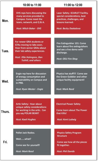 S&I Week Schedule