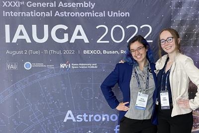 Anna Voelker and Caitlin O'Brien attended the International Astronomical Union in Busan, South Korea in 2022.