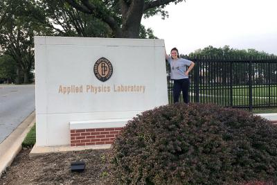 Liz Fuller at APL entrance