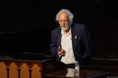 Close up of Pierre giving lecture