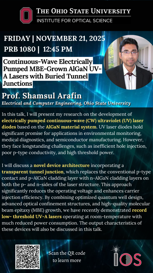 Flyer for Shamsul Arafin's IOS Member Lecture