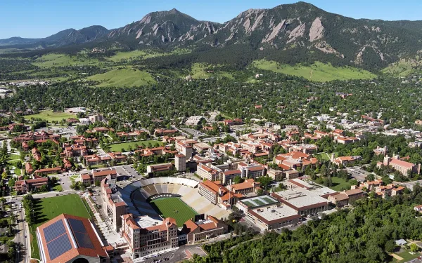 University of Colorado's campus from aerial view