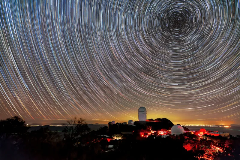  Mayall Telescope, shown here beneath star trails