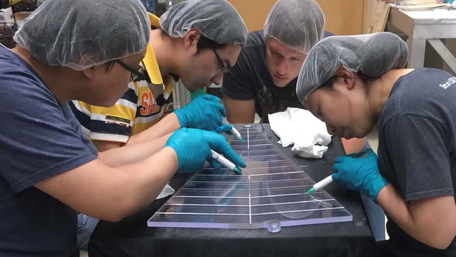 Students building the STAR Event Plane Detector