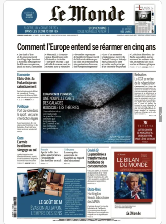 Cover of French newspaper "Le Monde"
