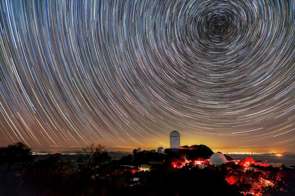  Mayall Telescope, shown here beneath star trails