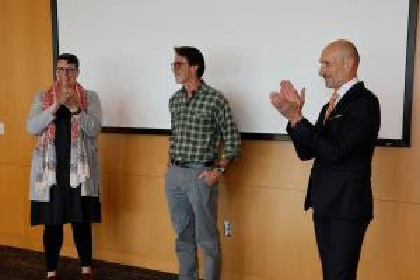 Mike Lisa being surprised with award announcement