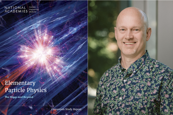 Cover of the Elementary Particle Physics article on the left, and headshot of John Beacom on the right