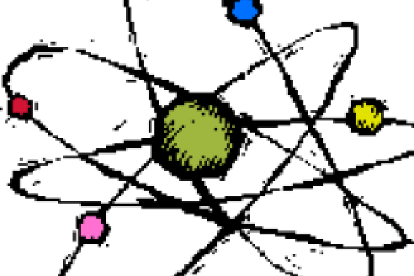 Sketch of atom with bright colors