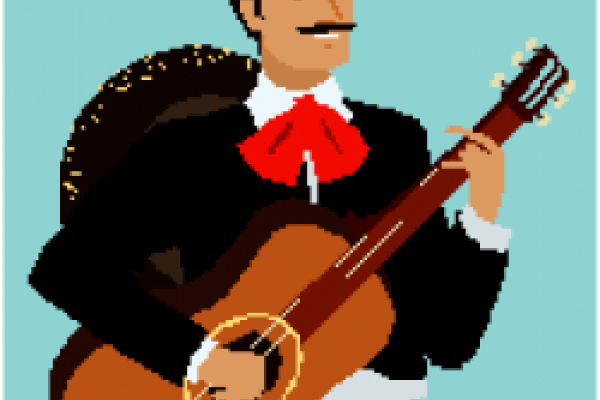 Clip art of a mariachi guitar player