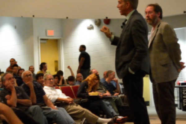 A picture of Dr. Joseph Incandela presenting at the Smith Lecture.