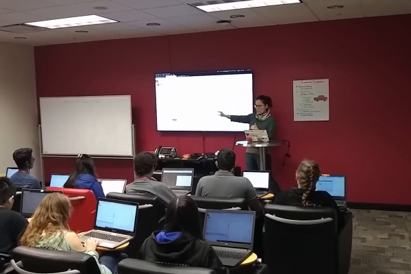 Instructor presenting to students