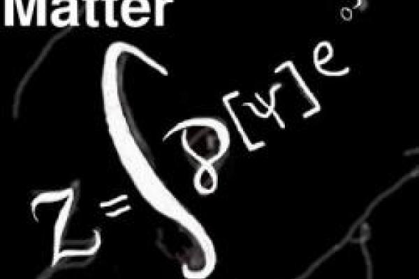 Graphic with black background and equation and "Condensed Matter Theory" written in white
