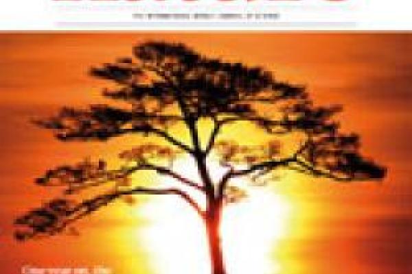 Nature's cover. It pictures a Baobab tree with a sunset in the background.