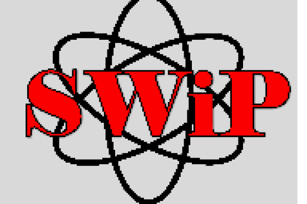 Red "SWiP" over atom clip art