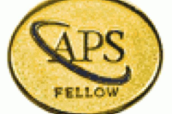 Yellow circle with "APS Fellow" inscribed