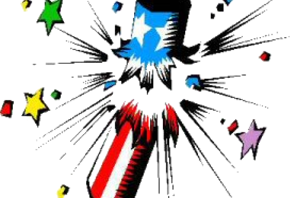 colorful exploding cartoon firecracker