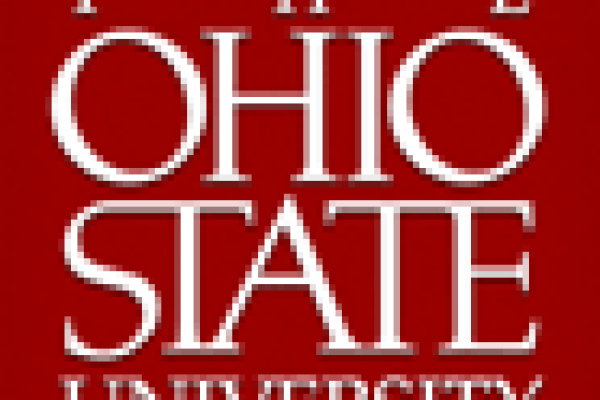 Blurry red square Ohio State University logo