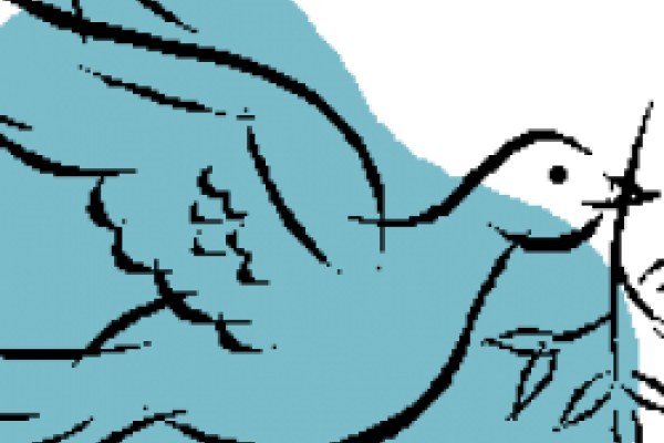 graphic of dove on blue background